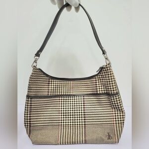 Vtg Ralph Lauren Houndstooth Brown/Tan Shoulder Bag